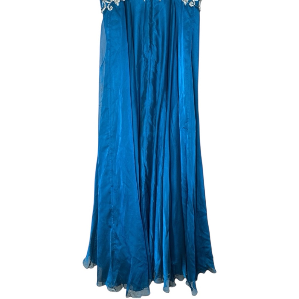 BICICI & COTY A Line Formal Dress Blue with Silver Floral Detail Size XL - Picture 12 of 16